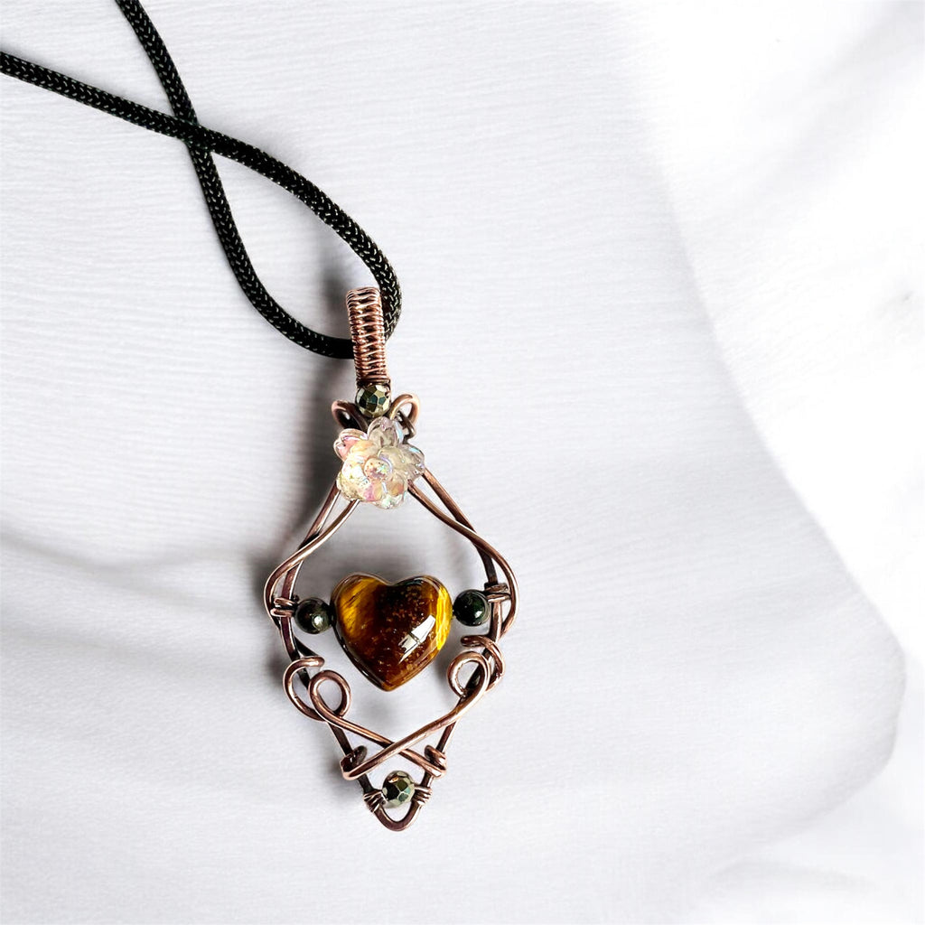 Golden Tiger Eye Heart Wire Wrapped Pendant 💛 - Connie’s Crystals 