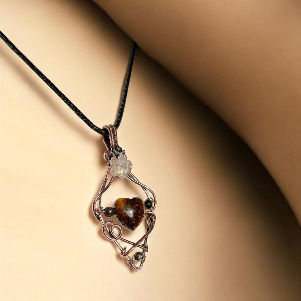 Golden Tiger Eye Heart Wire Wrapped Pendant 💛 - Connie’s Crystals 