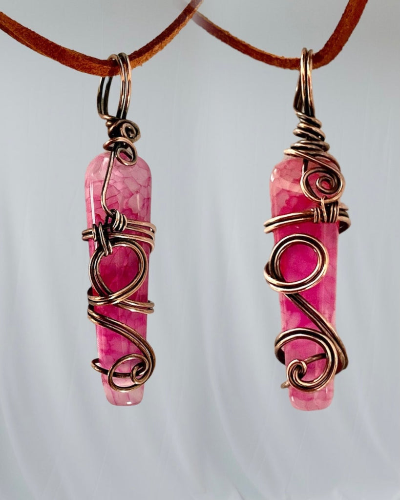 Pink Dragon Vein Wire Wrapped Points