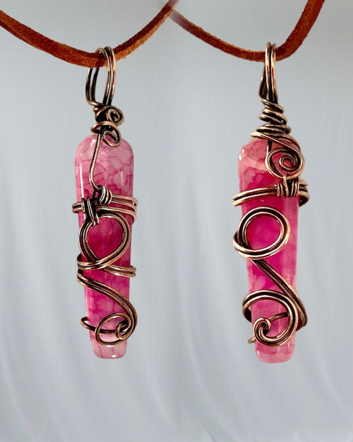 Pink Dragon Vein Wire Wrapped Points