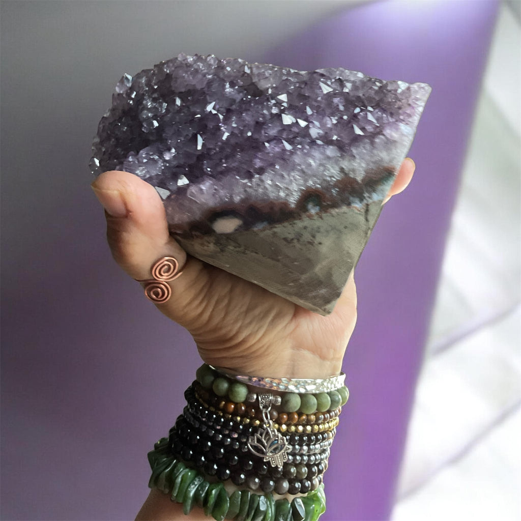 Natural Amethyst Geode Quartz Cathedral Cluster Cave 1647g