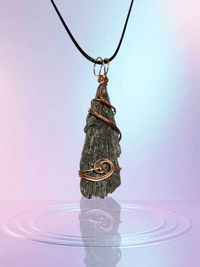 Black Kyanite Wire Wrapped Pendant