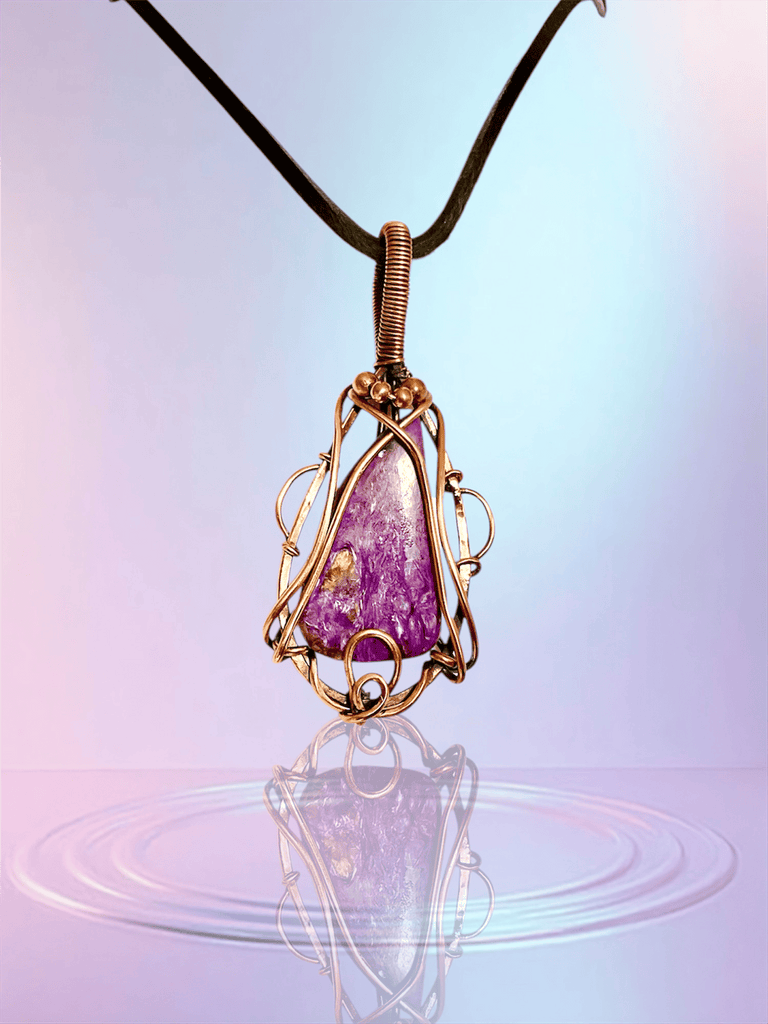 Charoite Gemstone Wire Wrapped Pendant - Connie’s Crystals 