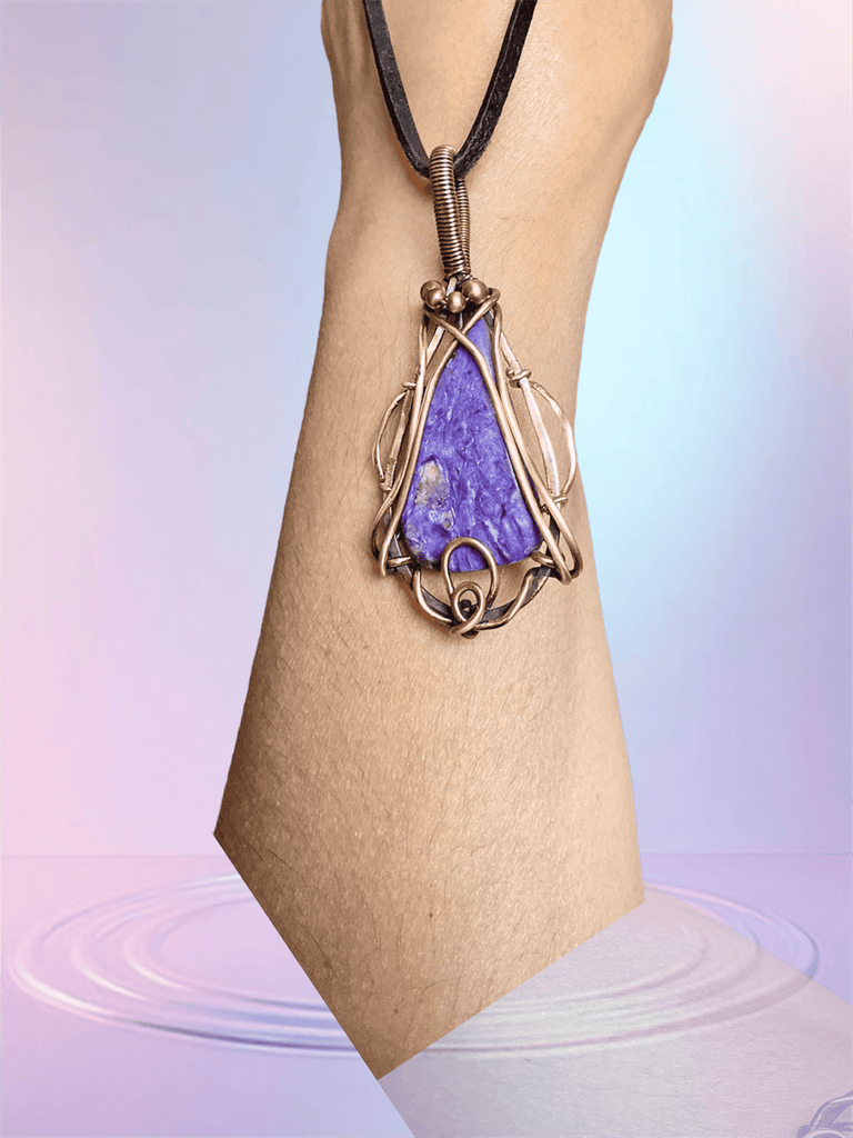 Charoite Gemstone Wire Wrapped Pendant - Connie’s Crystals 