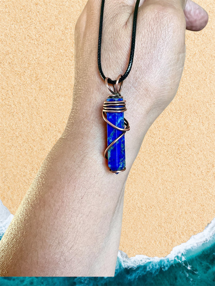 Lapis Lazuli Point Wire Wrapped Pendant - Connie’s Crystals 