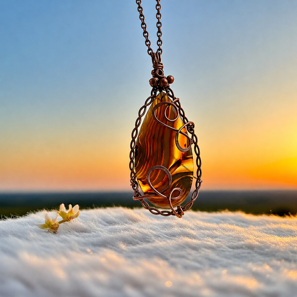 Banded Madagascan Agate Wire Wrapped Pendant - Connie’s Crystals 