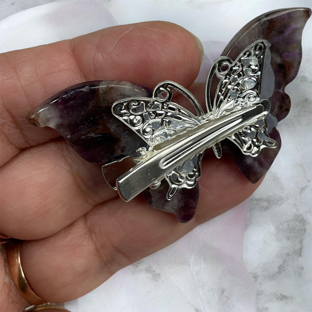 Chevron Amethyst Butterfly Hair Clip 🦋💜