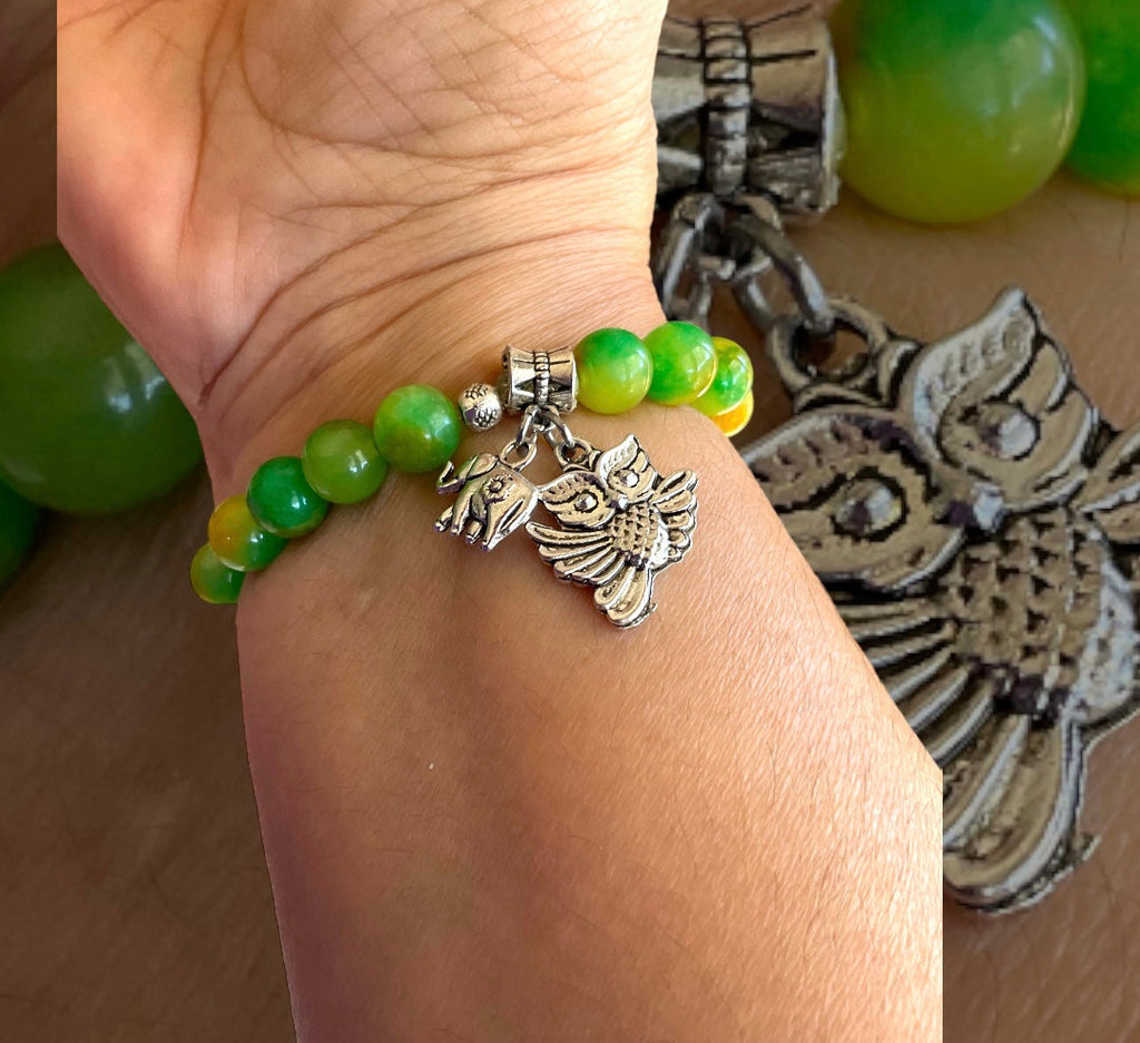 Green Chalcedony Adjustable Bracelet & Stretch Bracelet