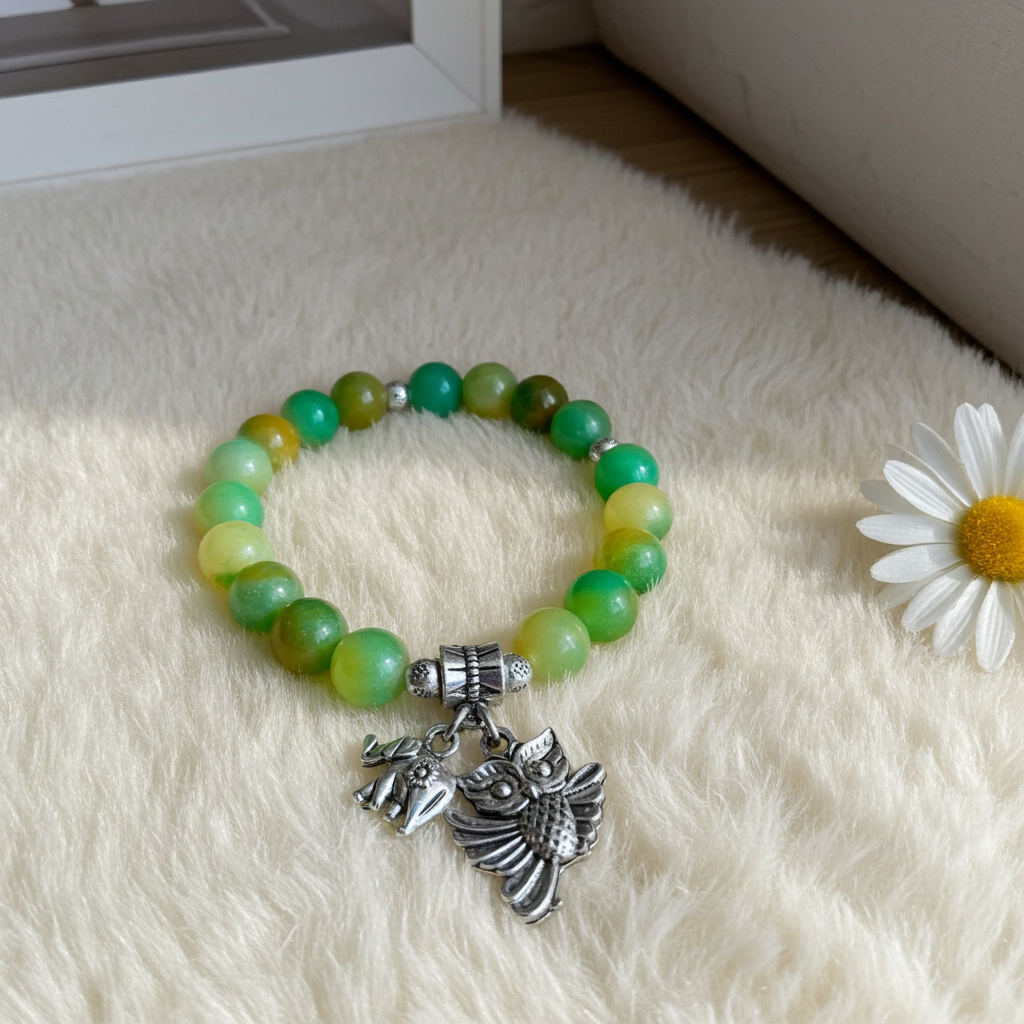 Green Chalcedony Adjustable Bracelet & Stretch Bracelet