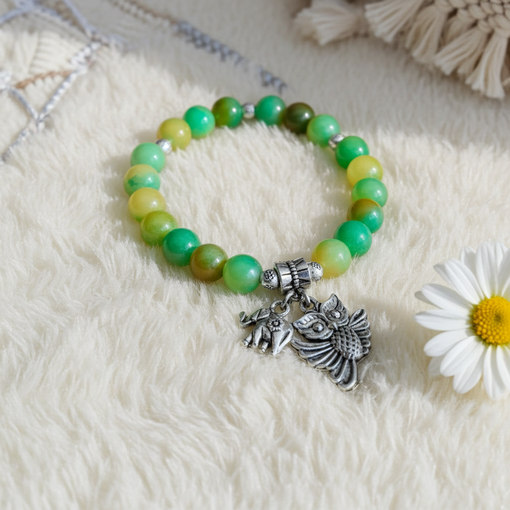 Green Chalcedony Adjustable Bracelet & Stretch Bracelet