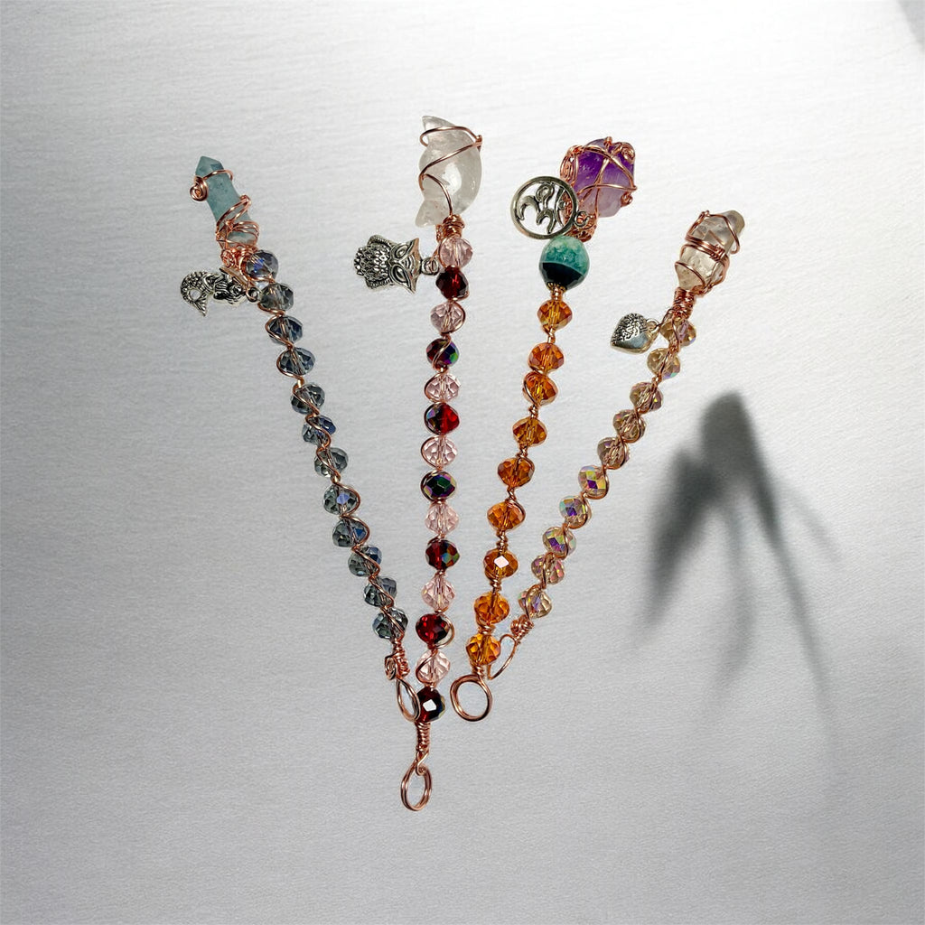Crystal Wands – Copper Wrapped Crystals with Tibetan Silver Charms