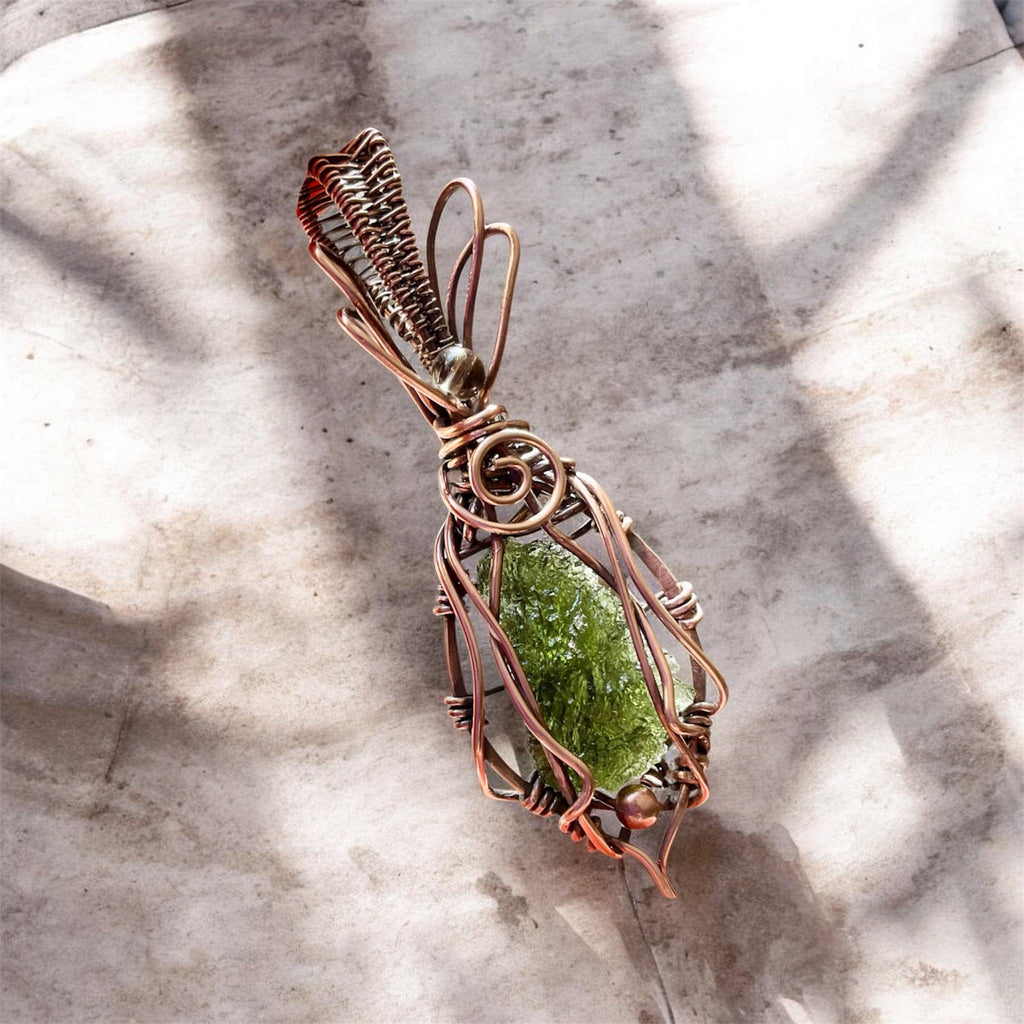 Moldavite Pendants | Handcrafted Copper Wire Wrapped