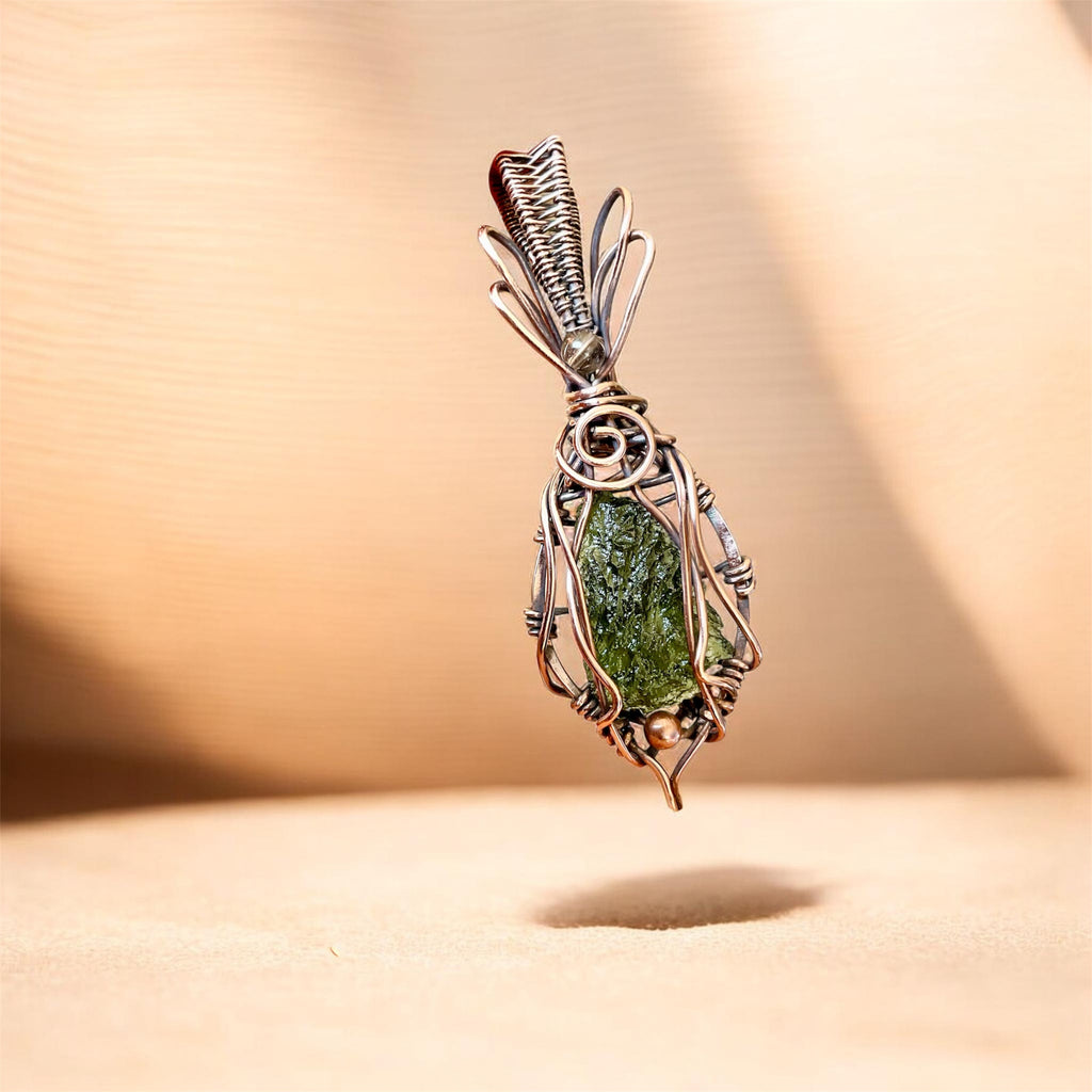 Moldavite Pendants | Handcrafted Copper Wire Wrapped