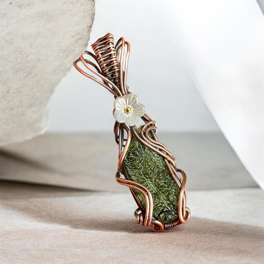 Moldavite Pendants | Handcrafted Copper Wire Wrapped
