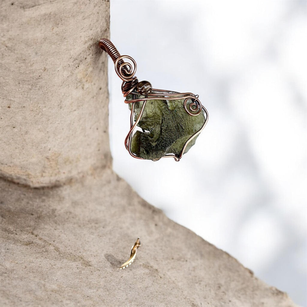 Moldavite Pendants | Handcrafted Copper Wire Wrapped