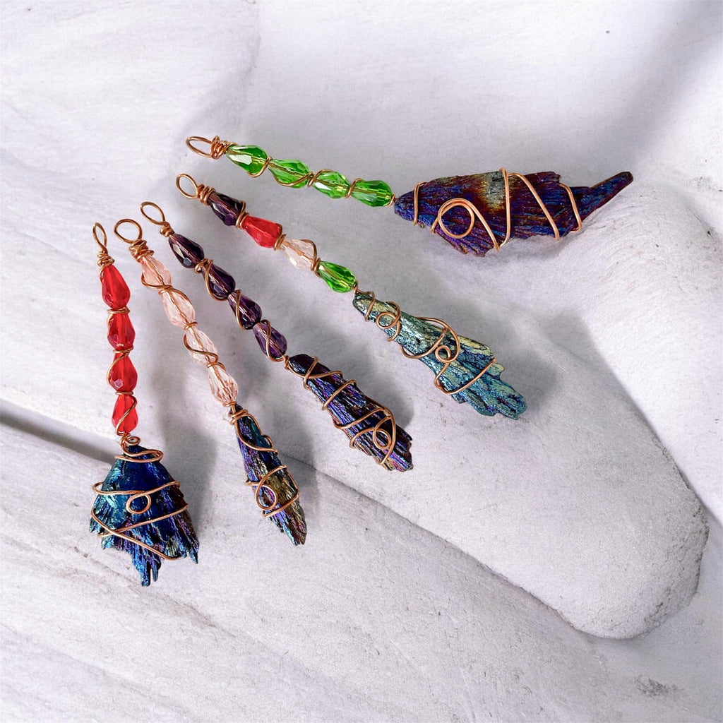 Black Kyanite Titanium Aura Witches Broomstick - Connie’s Crystals 