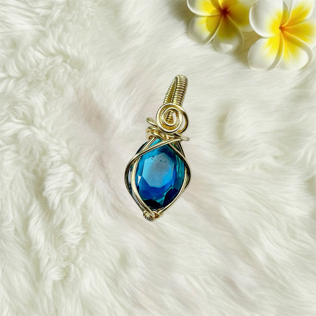 Blue Faceted Crystal Wire Wrapped Pendants - Connie’s Crystals 