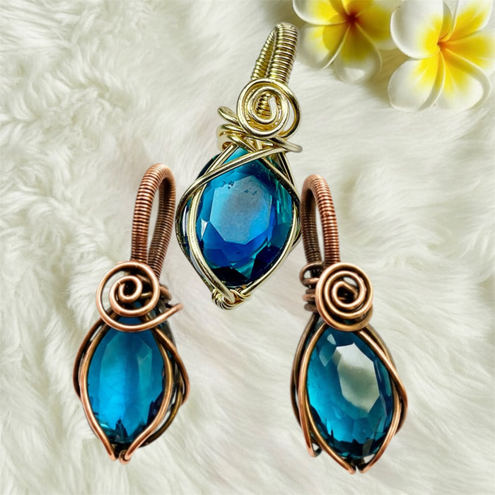 Blue Faceted Crystal Wire Wrapped Pendants - Connie’s Crystals 