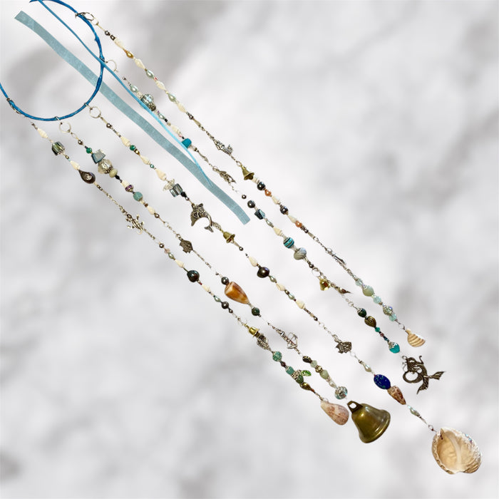 Seaside Witch Bell Chimes – Crystals, Pearls, Real Shells & Ocean Charms