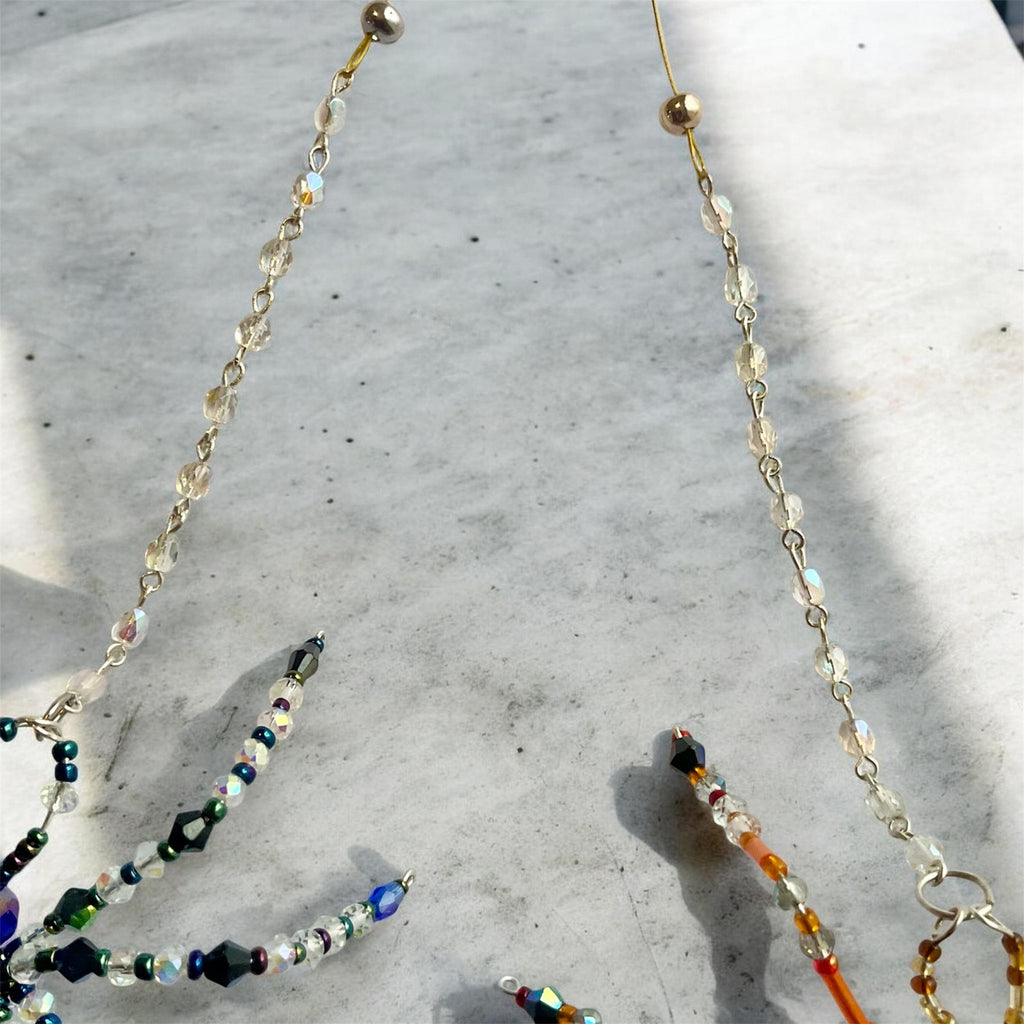 Handmade Crystal Spider Sun Catchers – Blue & Orange