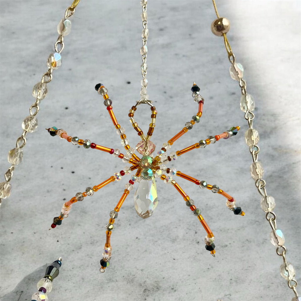Handmade Crystal Spider Sun Catchers – Blue & Orange
