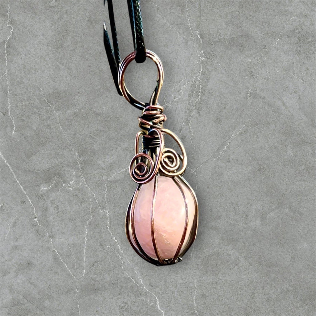 Rose Aura Quartz Wire Wrapped Pendant