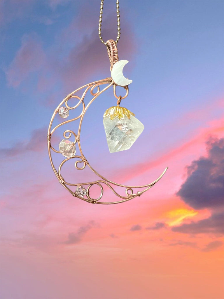 Crescent Moon with Apophyllite Pendant/Suncatcher