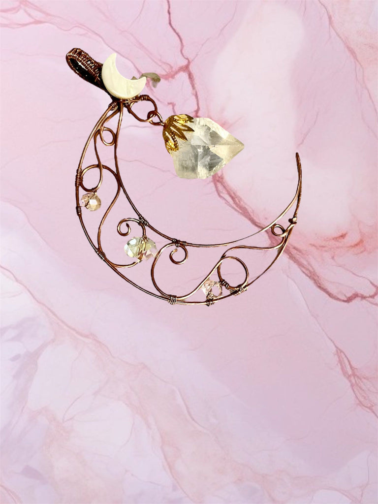 Crescent Moon with Apophyllite Pendant/Suncatcher