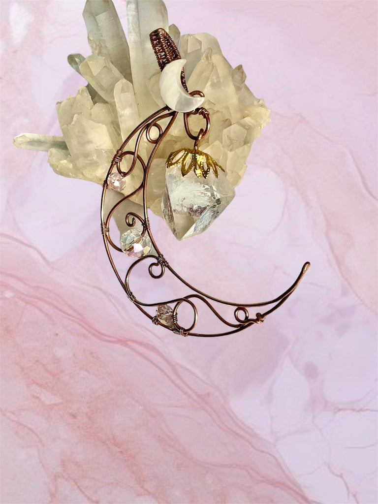 Crescent Moon with Apophyllite Pendant/Suncatcher