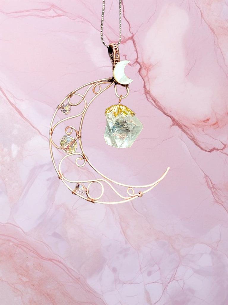 Crescent Moon with Apophyllite Pendant/Suncatcher