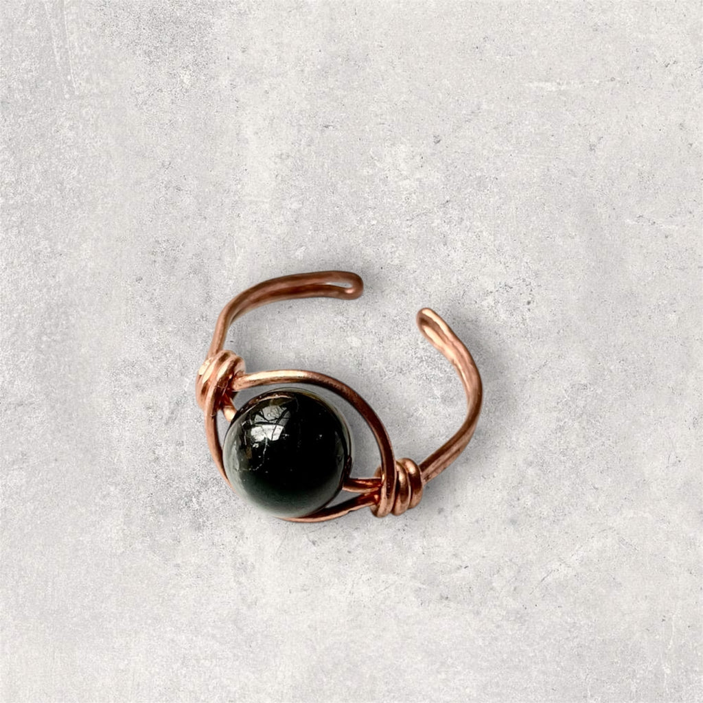 Black Gemstone Adjustable Rings