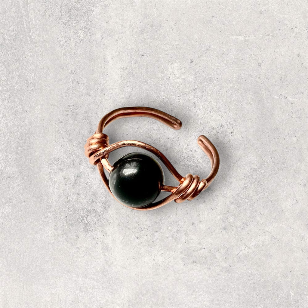 Black Gemstone Adjustable Rings