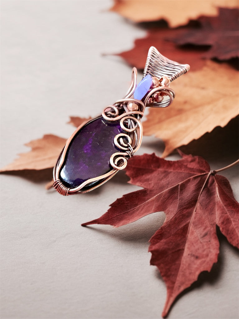 Purpurite Wire Wrapped Pendants