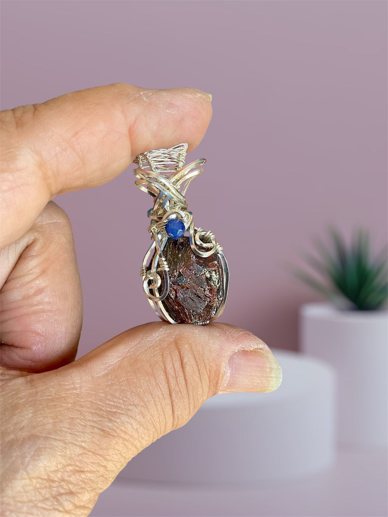 Raw Garnet Pendant – Sterling Silver Wire Wrapped - Connie’s Crystals 