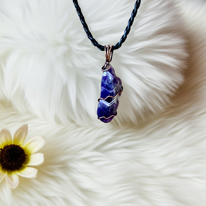 Chevron Amethyst Freeform Pendant - Connie’s Crystals 