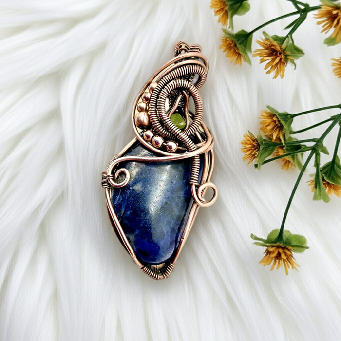 Sodalite With Peridot Accent Pendant - Connie’s Crystals 