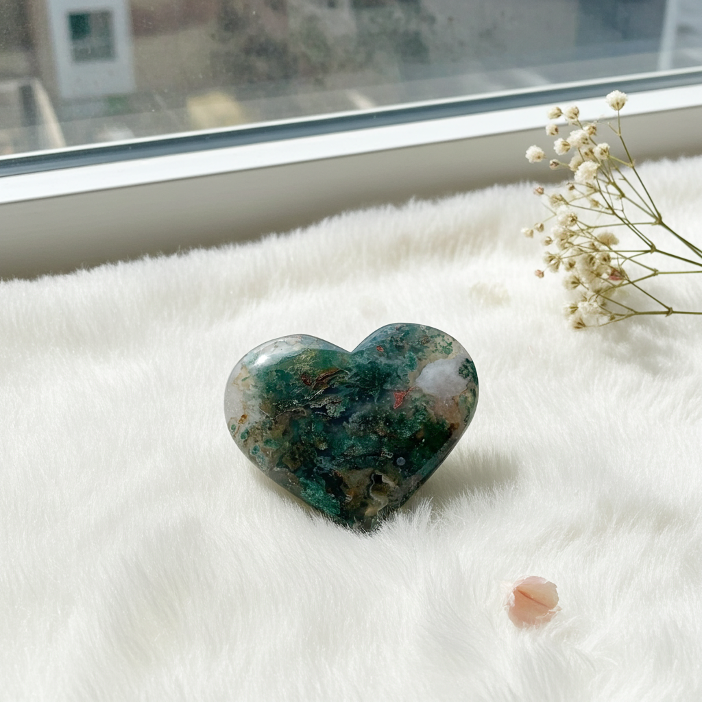 Ocean Agate Druzy Heart
