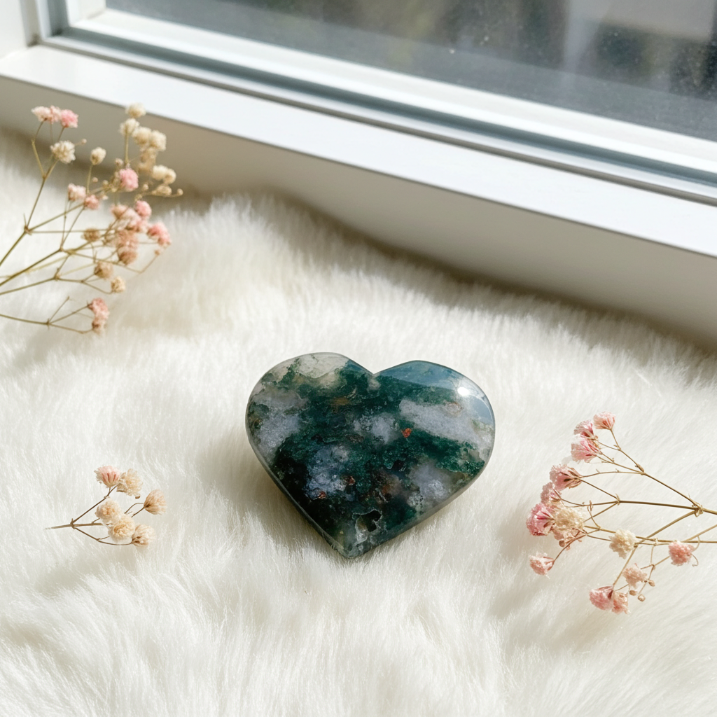 Ocean Agate Druzy Heart