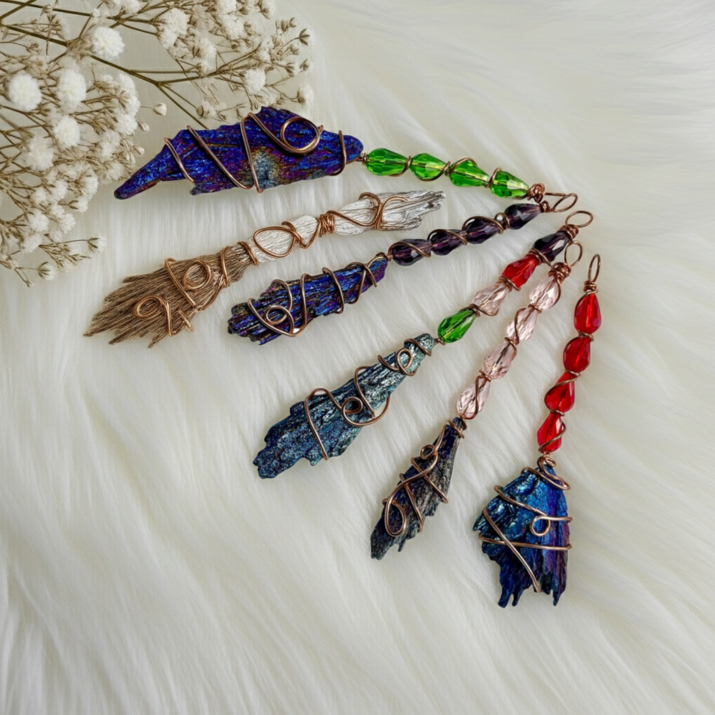 Black Kyanite Titanium Aura Witches Broomstick