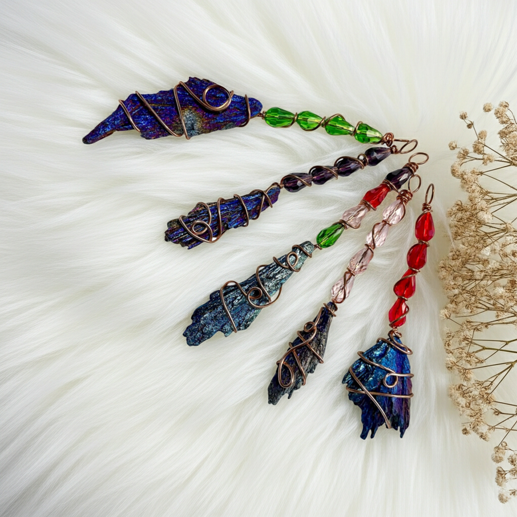 Black Kyanite Titanium Aura Witches Broomstick
