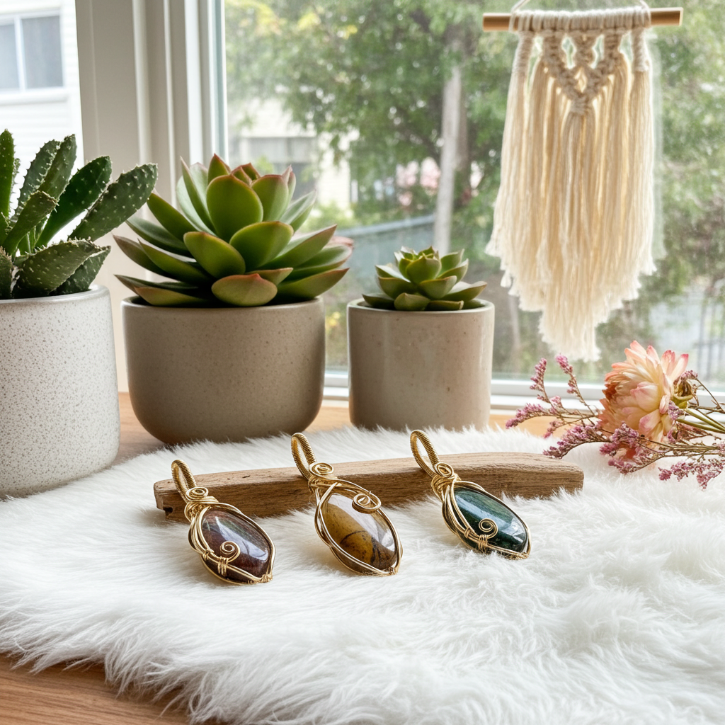 Tiger Eye 14K Gold-Plated Wire Wrapped Pendants