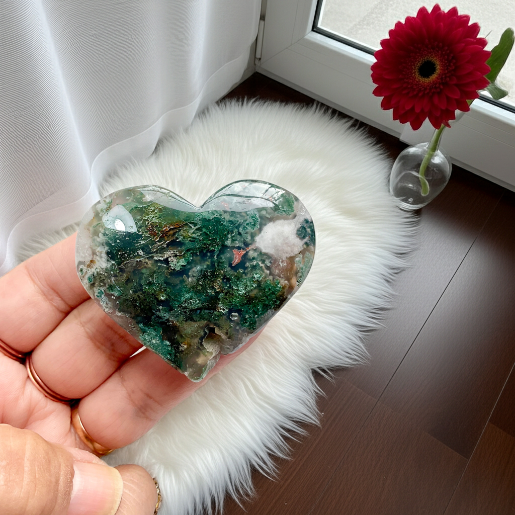 Ocean Agate Druzy Heart