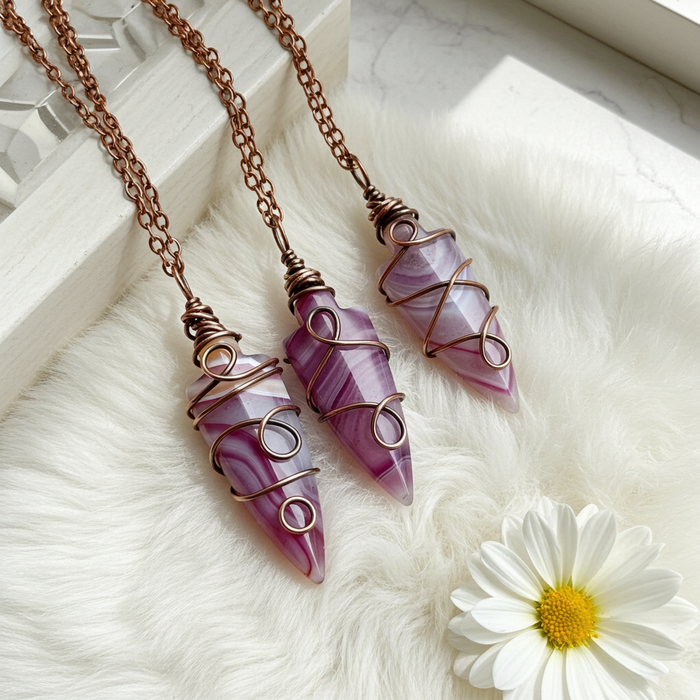 Agate Arrow Point Wire Wrapped Pendant - Connie’s Crystals 