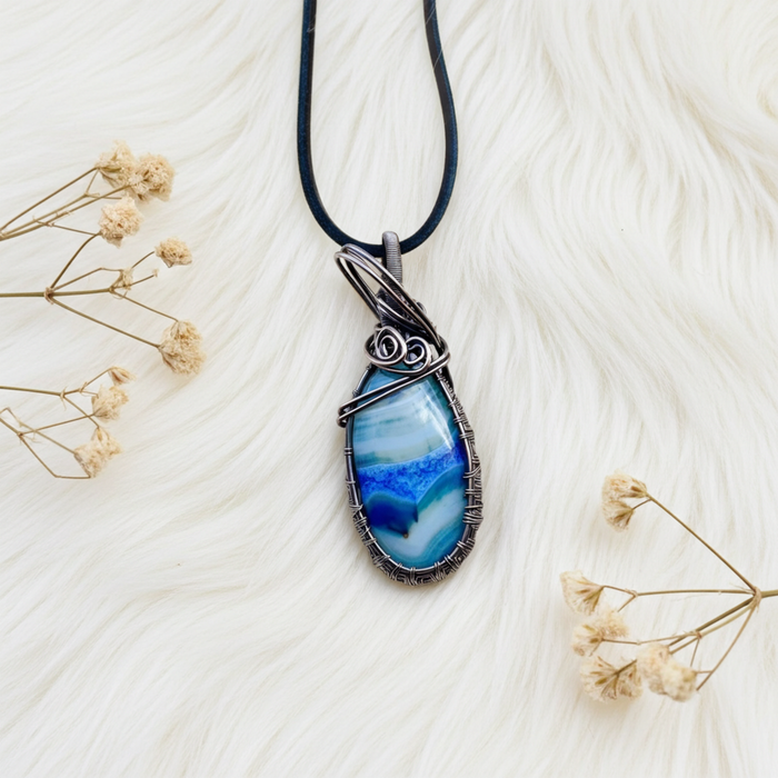 Druzy Geode Agate Wire Wrapped Pendant - Connie’s Crystals 