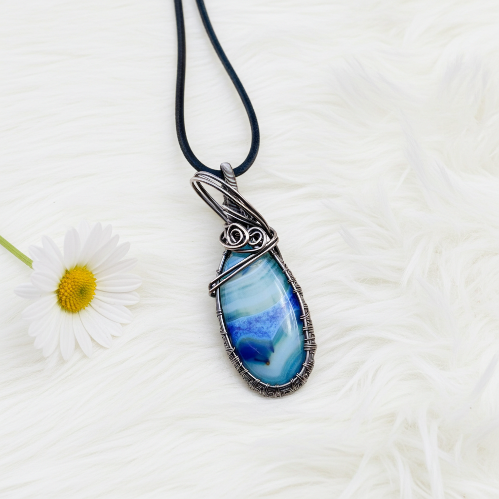 Druzy Geode Agate Wire Wrapped Pendant - Connie’s Crystals 