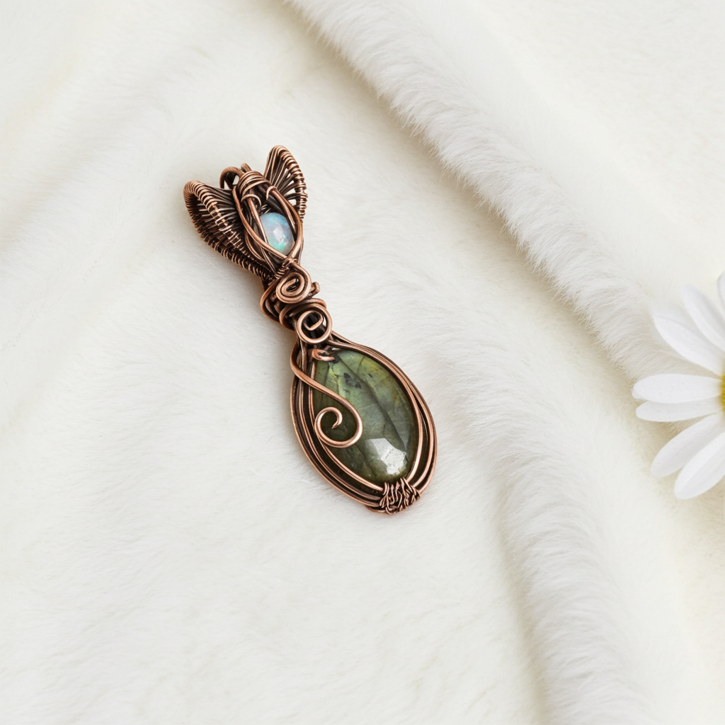 Labradorite with Moonstone Accent Pendant - Connie’s Crystals 