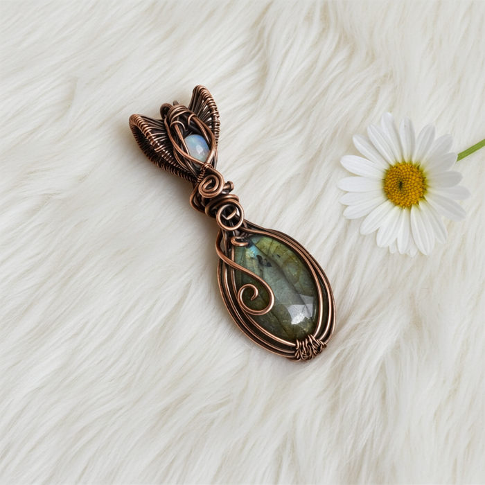 Labradorite with Moonstone Accent Pendant - Connie’s Crystals 