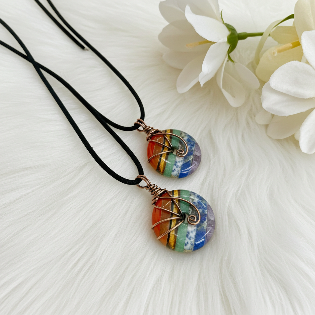 Seven Chakra Pi Stone Pendants - Connie’s Crystals 