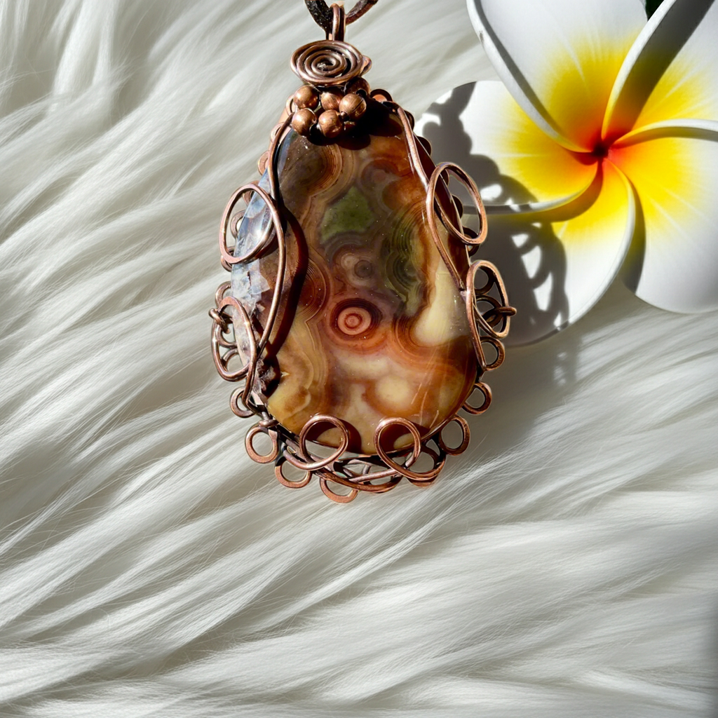 Large Druzy Geode Madagascan Agate Wire Wrapped Pendant - Connie’s Crystals 