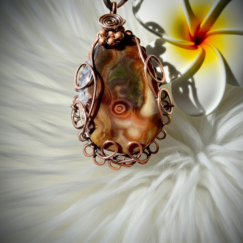 Large Druzy Geode Madagascan Agate Wire Wrapped Pendant - Connie’s Crystals 
